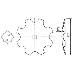 DISQUE CRENELE Ø460X3,5 TROU CARRE 23 OU 26