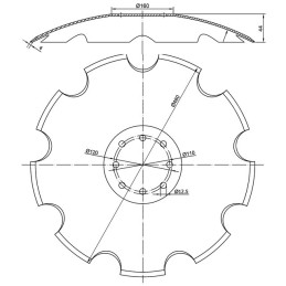 DISQUE CRENELE FOND PLAT Ø460X4 8 TROUS TYPE AMAZONE AGRI-POWER