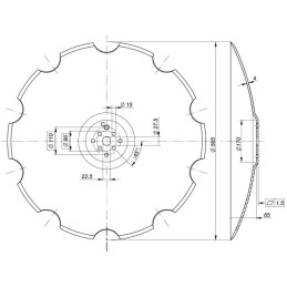 DISQUE CRENELE FOND PLAT Ø560X4 9 TROUS TYPE AGRISEM BELLOTA