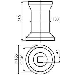 BOBINE INTERMEDIAIRE Ø 136/158 LG 230 MM CARRE 41