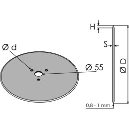 COUTRE CIRCULAIRE Ø250X4 ROND Ø55 3 TROUS Ø10 EA 80