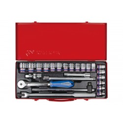 Coffret de douilles métriques et accessoires 1/2" - 24 pièces