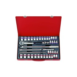 Coffret de douilles 1/2" métriques et pouces avec accessoires - 42 p