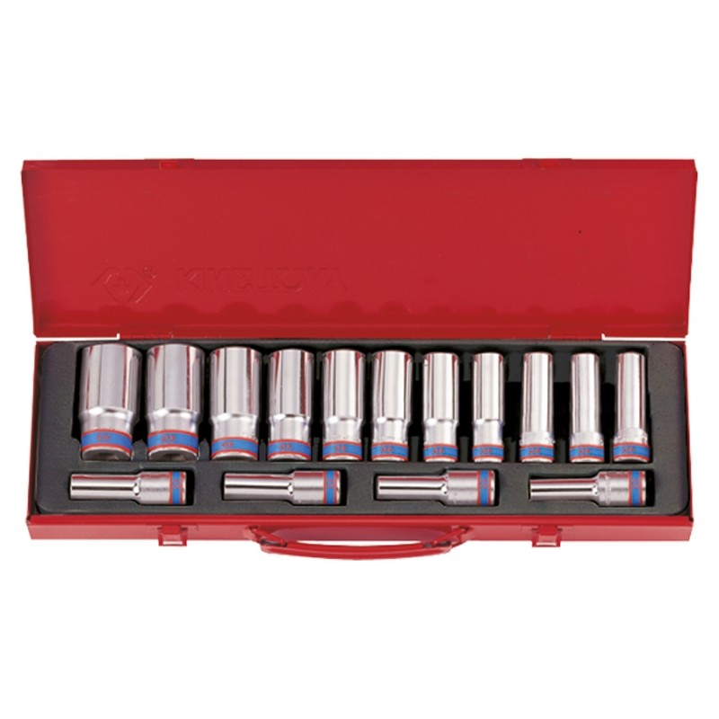 Coffret de douilles longues métriques 1/2" - 15 pièces