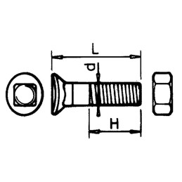BOULON TETE FRAISEE OVALE 8X33 8.8 BRUT TYPE KONGSKILDE BOITE DE 50