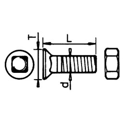 BOULON TETE FRAISEE COLLET CARRE 3/8X35 80° BRUT TYPE IHF BOITE DE 25