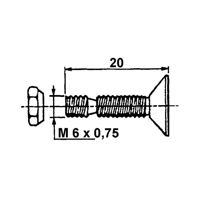 BOULONS SECANT M6X0,75 LG 20MM POUR JONCTION