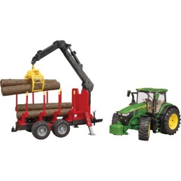 TRACTEUR JOHN DEERE 7R 350 AVEC REMORQUE FORESTIERE