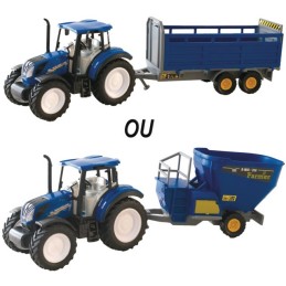 TRACTEUR NEW HOLLAND T5.120 AU 1/32EME AVEC ENGIN AGRICOLE SELON DISPONIBILITE