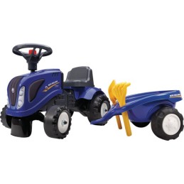 PORTEUR NEW HOLLAND T7 BLEU ET SA REMORQUE