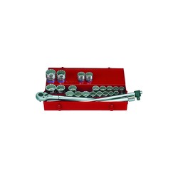 Coffret de douilles 3/4" métriques et pouces avec accessoires - 24 p