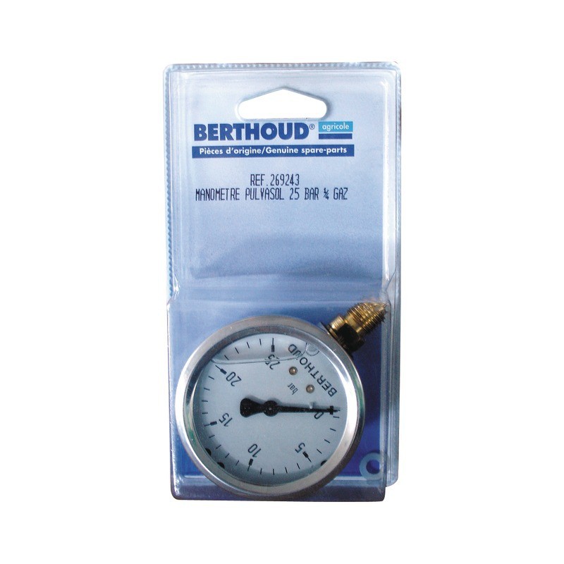 MANOMETRE INOX GLYCERINE 0 - 25 BAR 63 MM  1/4'' RADIAL BERTHOUD