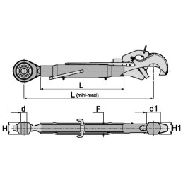 BARRE DE POUSSEE MECANIQUE ROTULE-CROCHET LG 590-890 CAT3