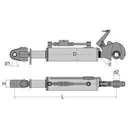 BARRE DE POUSSEE HYDRAULIQUE CHAPE-CROCHET LG 745-970 CAT4 CBM