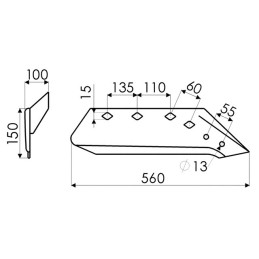 SOC A POINTE & AILERON GAUCHE 14 POUCES ORIGINE KUHN 581141