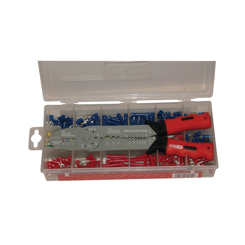 PINCE A SERTIR STANDARD AVEC ASSORTIMENT DE 270 COSSES PRE-ISOLEES EN COFFRET