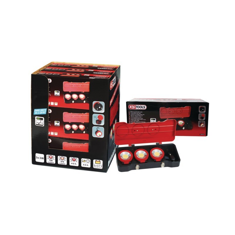 PROJECTEUR LEDS 3W PRESENTOIR DE 9 COFFRETS KS TOOLS