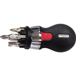 TOURNEVIS A CLIQUET TOM POUCE A MANCHE COURT GEARplus AVEC 6 EMBOUTS KS TOOLS