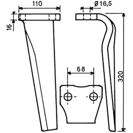 DENT DE HERSE DROITE 2501 A 4501 KUHN