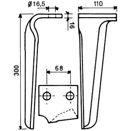 DENT DE HERSE DROITE 2501 A 4501 ECO L300MM KUHN