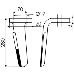 LAME DROITE REVETUE LG280X14 EA70 HR/HRB101/2 KUHN