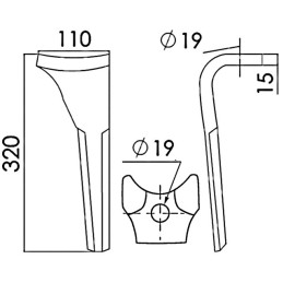 DENT DE HERSE FAST-FIT DROITE HR103  A9999 KUHN