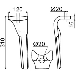 DENT DE HERSE FAST-FIT GAUCHE HR103D/M KUHN