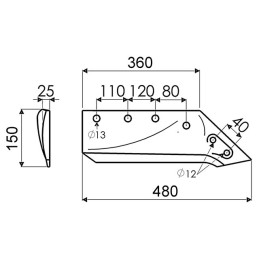 SOC A POINTE GAUCHE 14 POUCES ORIGINE KVERNELAND 063017F