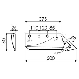 SOC A POINTE GAUCHE 14 POUCES ORIGINE KVERNELAND 073003F