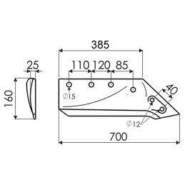 SOC A POINTE DROIT 20 POUCES ORIGINE KVERNELAND 073008F