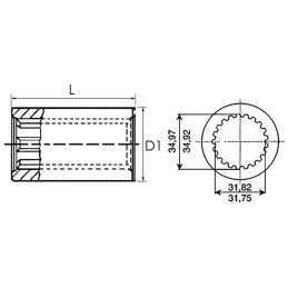 DOUILLE CANNELEE FEMELLE 1''3/8 21C LG 130 MM Ø 50MM
