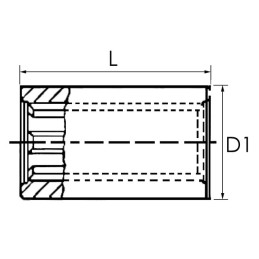 DOUILLE CANNELEE FEMELLE 1''3/8 21C LG 130 MM Ø 50MM