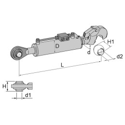 Barre de poussée hydraulique cat2 567-747 rotule d25.4 89cv