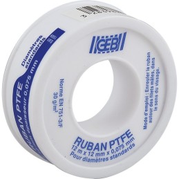 Ruban P.T.F.E standard Geb - Longueur 12 m - Largeur 12 mm - Epaisseur 75 µm