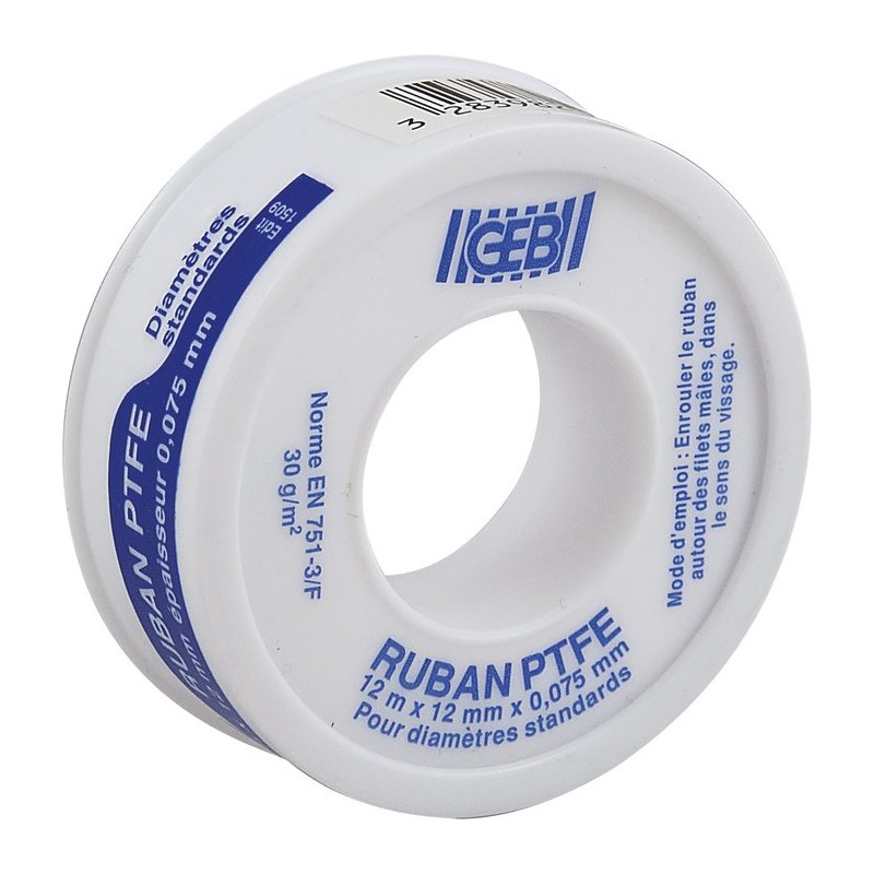 Ruban d'étanchéité PTFE largeur 12mm, longueur 12m