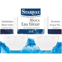 Bloc cuvette eau bleue Starwax - Effet nettoyant anti-tartre - 2 x 40 g