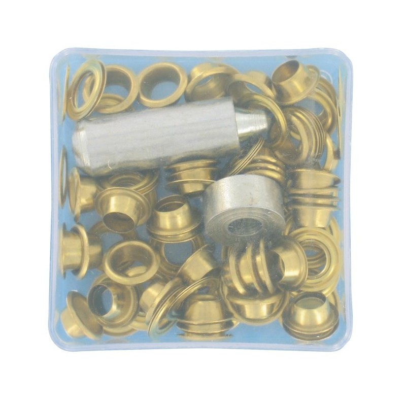 Œillets de bâche laiton Chapuis - Avec outil de pose - Diamètre 6 mm - Vendu par 50