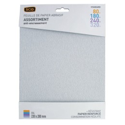Papier corindon anti-encrassement SCID - Grain 80, 180, 240, 320 - Vendu par 4