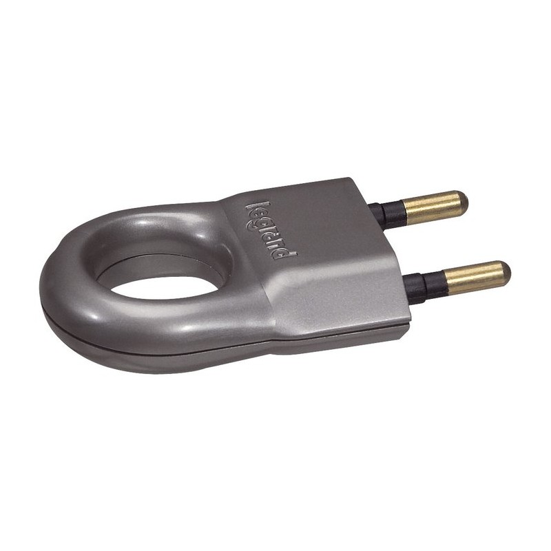 Fiche plastique 2P 6 A Legrand- Mâle - Aluminium