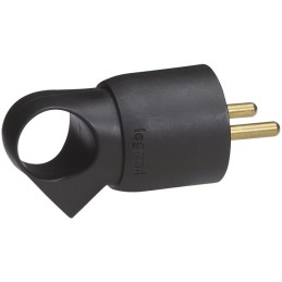 Fiche plastique avec anneau 2P+T 16 A Legrand - Mâle - Noir