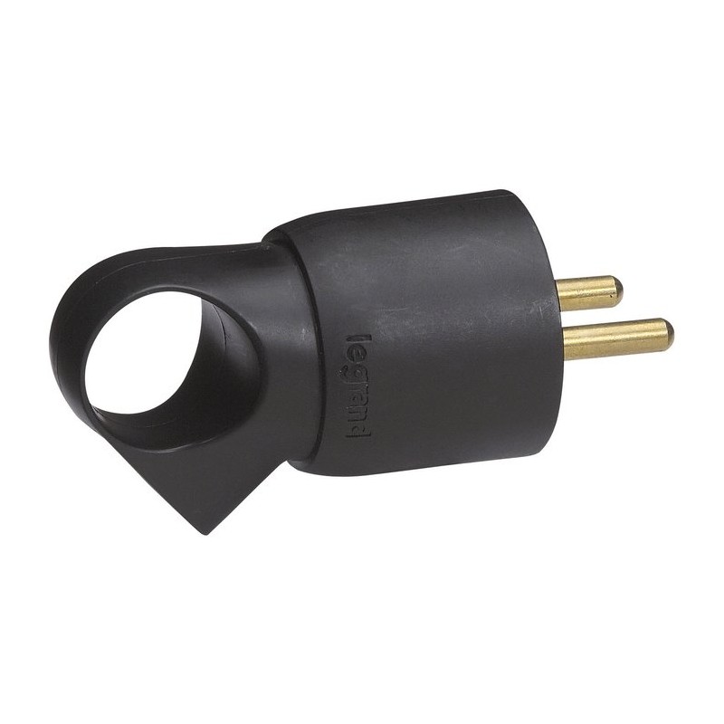 Fiche plastique avec anneau 2P+T 16 A Legrand - Mâle - Noir