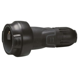 Fiche caoutchouc noire 2P+T 16 A Legrand - Connexion à vis - Sortie droite Femelle