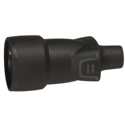 Fiche caoutchouc noire 2P+T 16 A Legrand - Connexion à vis - Sortie droite Femelle