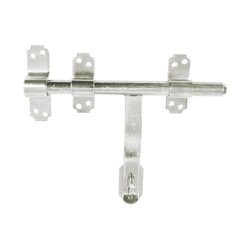 Verrou Vervelle zingué HQ Jardinier Massard - Avec pattes et porte-cadenas - Diamètre 16 mm