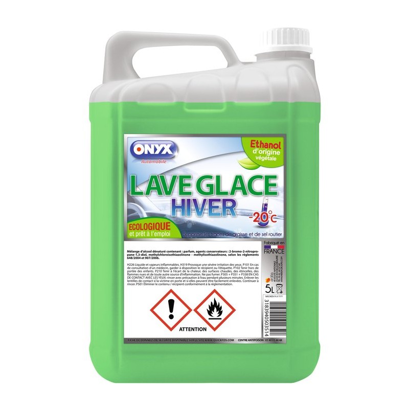Lave glace écologique Onyx - Hiver jusqu'à -20°C - Bidon 5 l