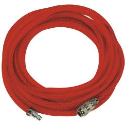 Tuyau tresse armé + raccords rapides Mecafer - Longueur 7,5 m - Diamètre intérieur 8 mm - Extérieur 13 mm