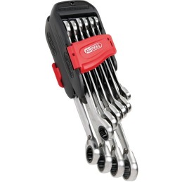 Jeu de 10 clés mixtes à cliquet - Support double - KS Tools