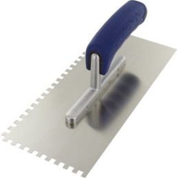 Platoir lame acier inoxydable dentée sur deux cotés Outibat - Denture de 6 x 6 - Dimensions 280 x 120 mm