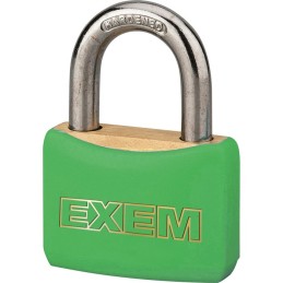 Cadenas laiton gainé à clés - Exem - Largeur 30 mm - Vert