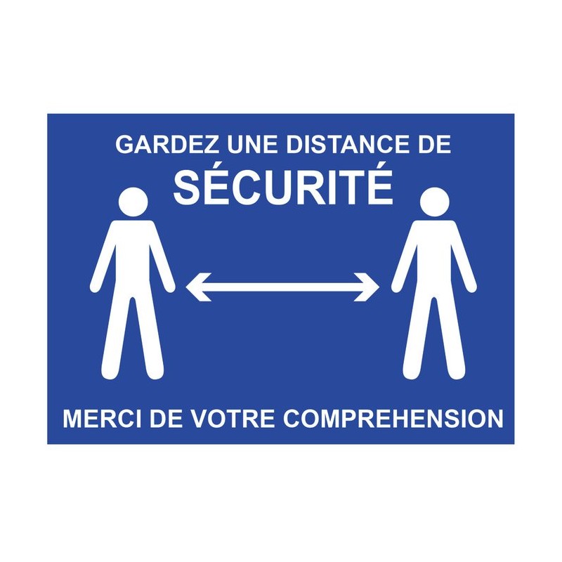 Panneau Garder une distance de sécurité - Bleu - Rigide A4